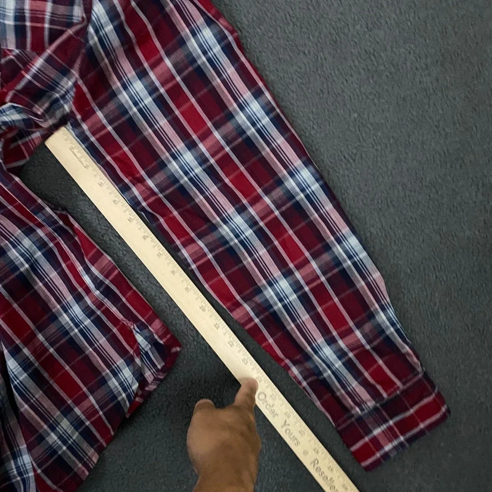 Levis Shirt Mens XL Plaid Western Pearl Snap Light Weight Saw Tooth Pocket Red